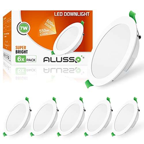 ALUSSO LED Downlight Ceiling 7W 550lm, Cool White 6500K 6 pack with voucher Sold by ALUX2019 FBA